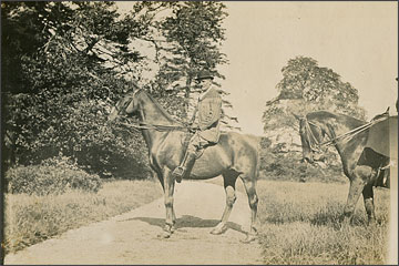 Warwick's grandfather Patrick Henry mounted on his hunter Woodstown. circa 1921